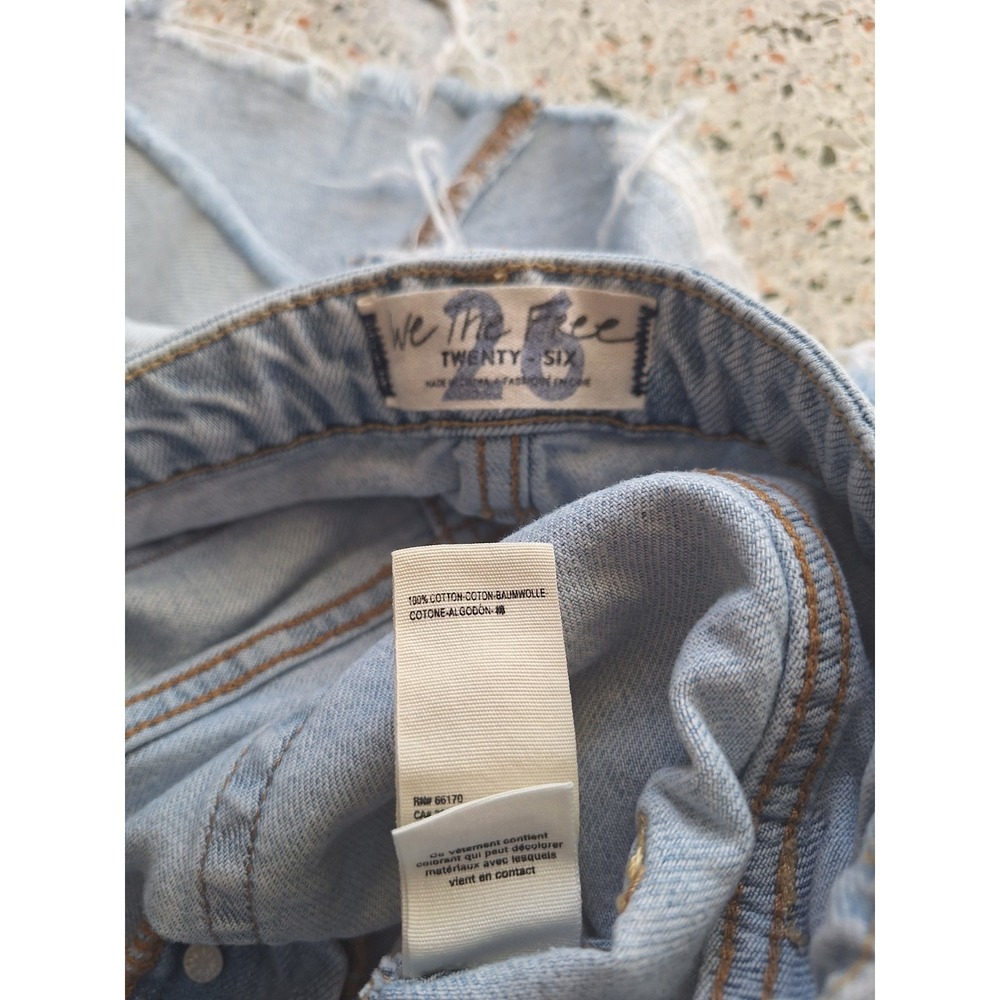 Free People Denim A-Line Mini Frayed Hem Distressed Skirk - Picture 6 of 6